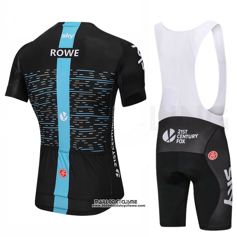 2018 Maillot Ciclismo Sky Noir et Bleu Manches Courtes et Cuissard